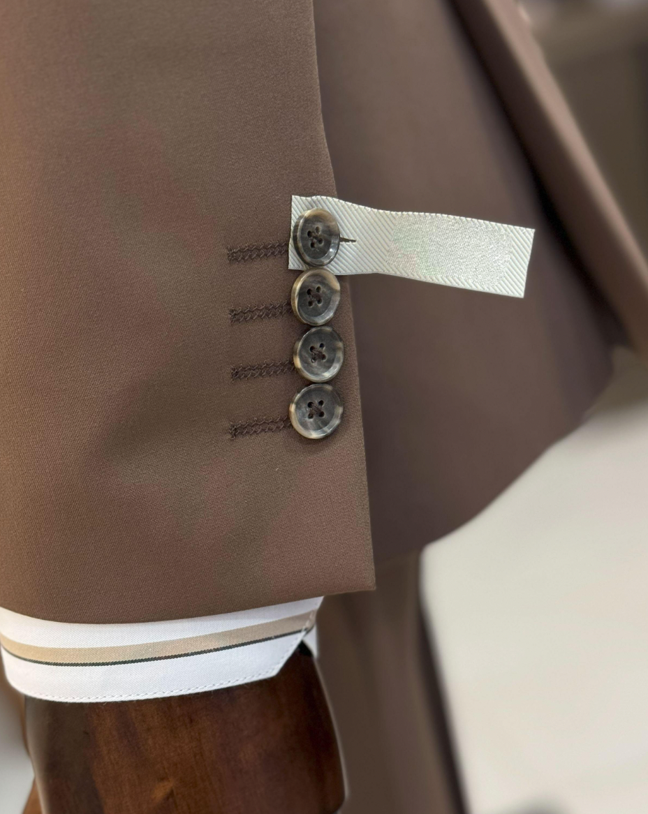 Edison Brown Solid Slim Fit Suit