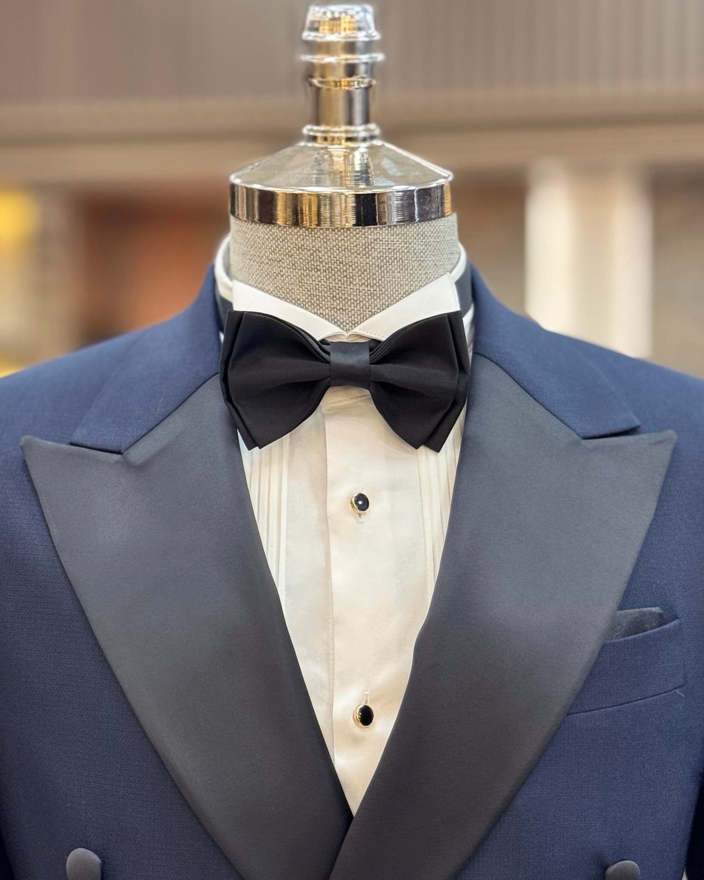 Archer Navy Solid Slim-Fit Double-Breasted Tuxedo