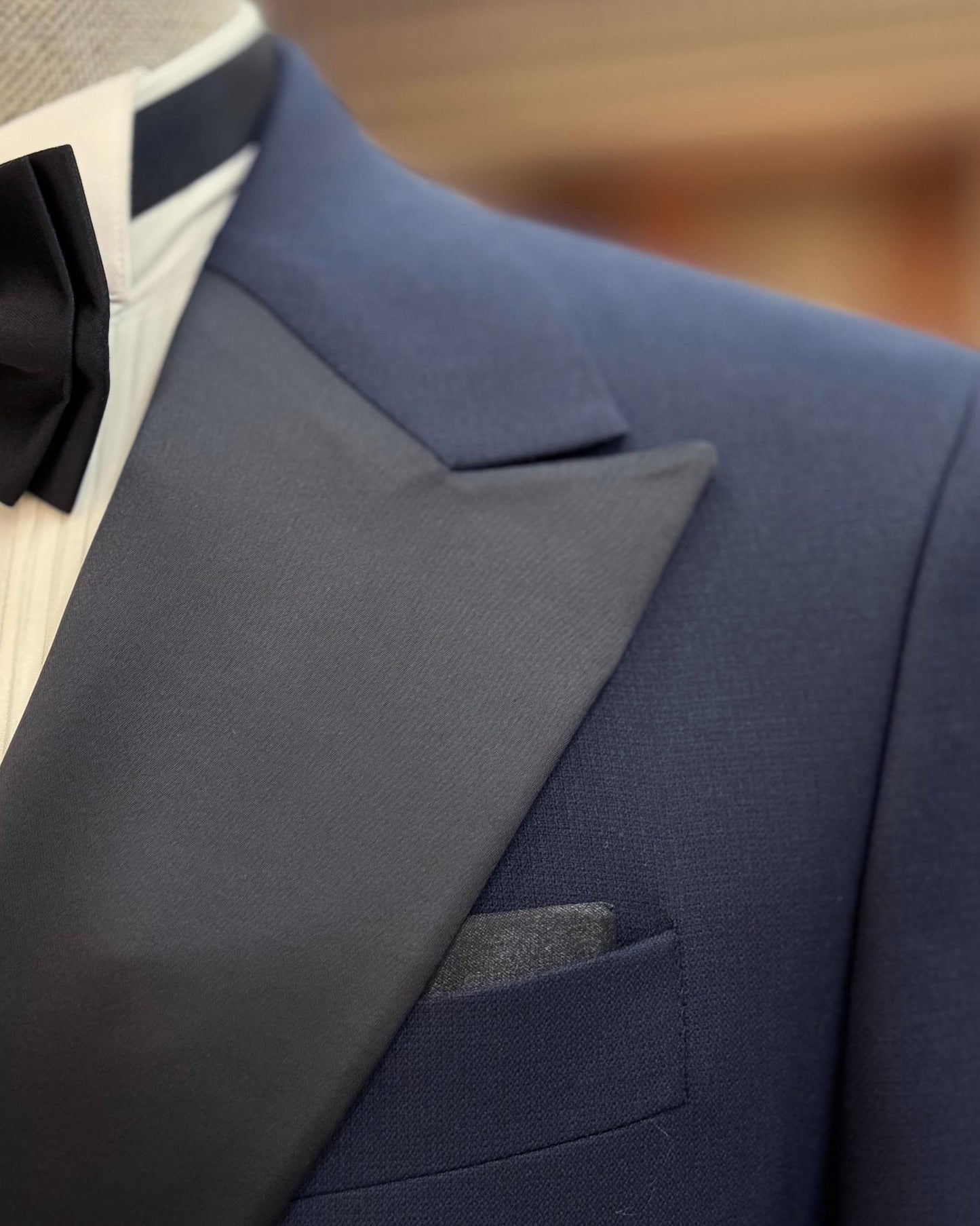 Archer Navy Solid Slim-Fit Double-Breasted Tuxedo