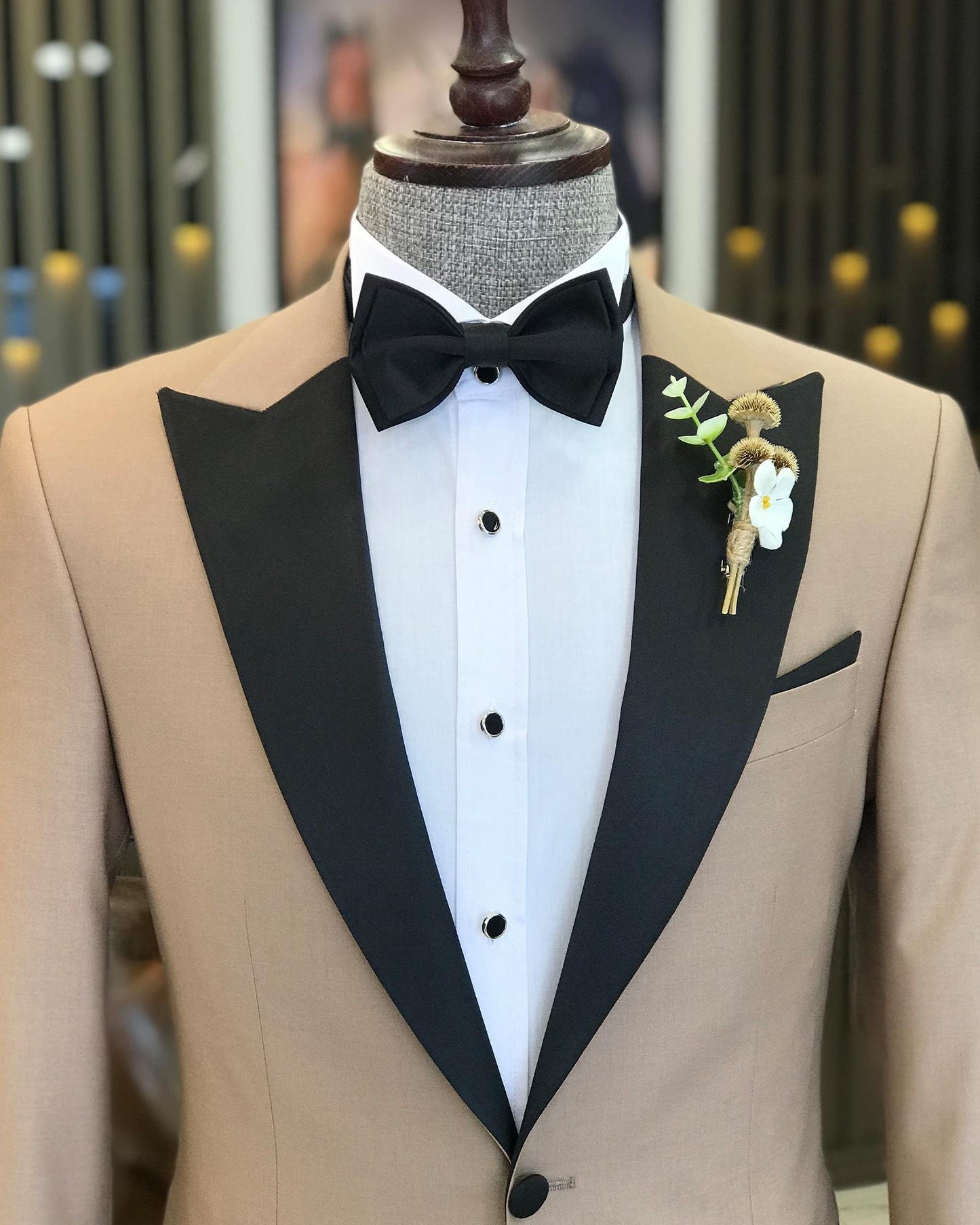 Osmond Camel Solid Slim-Fit Tuxedo