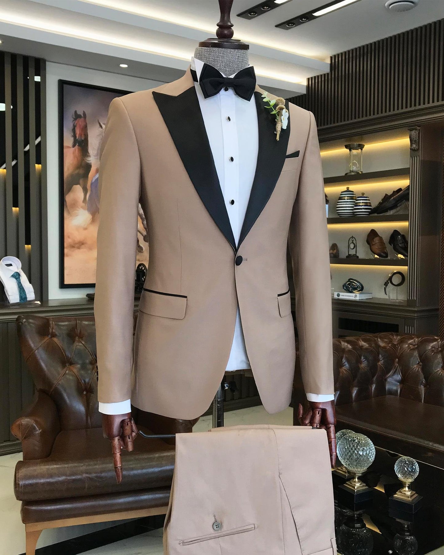 Osmond Camel Solid Slim-Fit Tuxedo