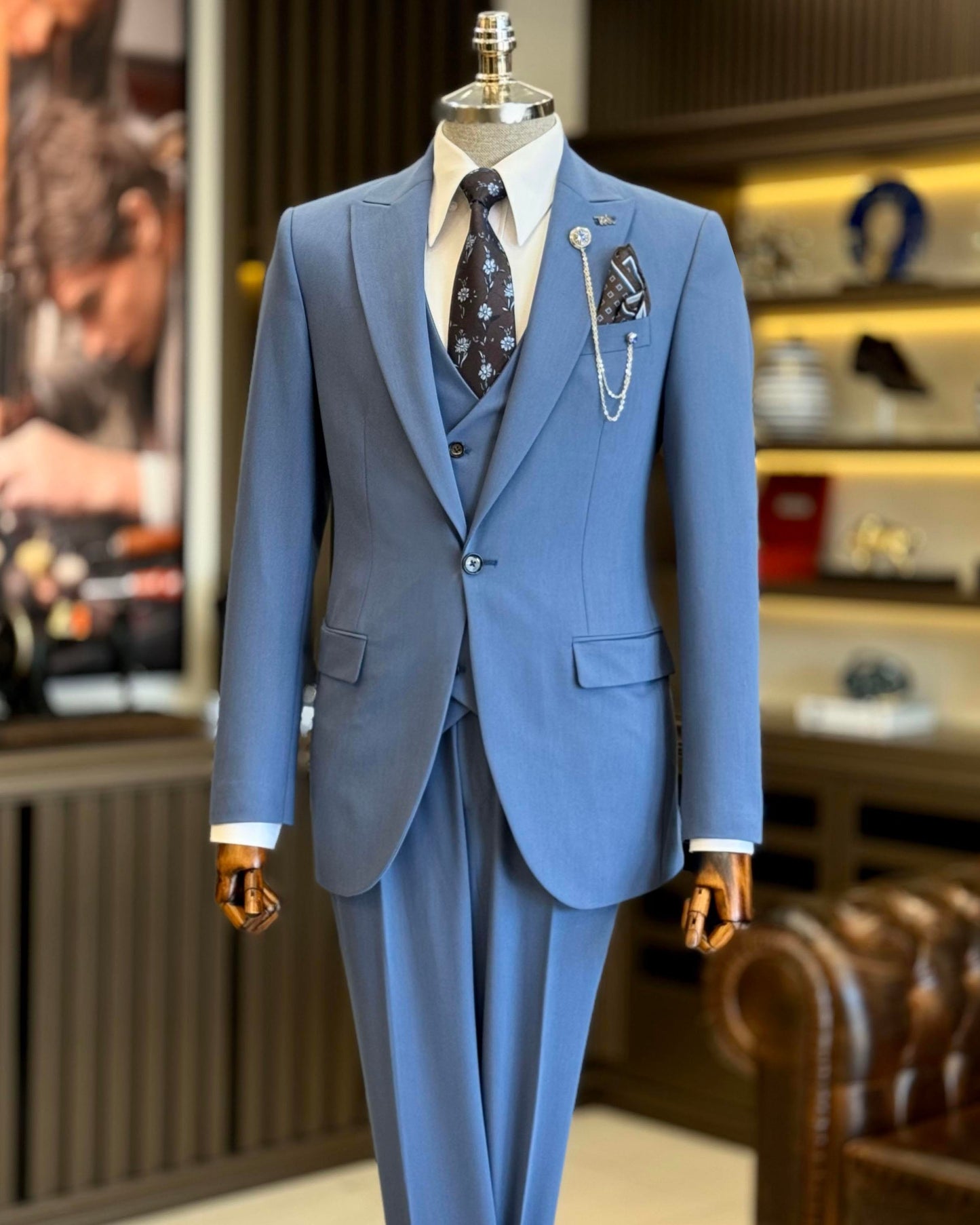 Madison Petrol Solid Slim Fit Suit