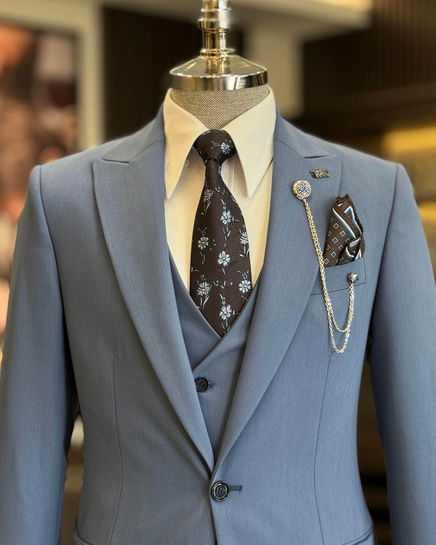 Madison Petrol Solid Slim Fit Suit