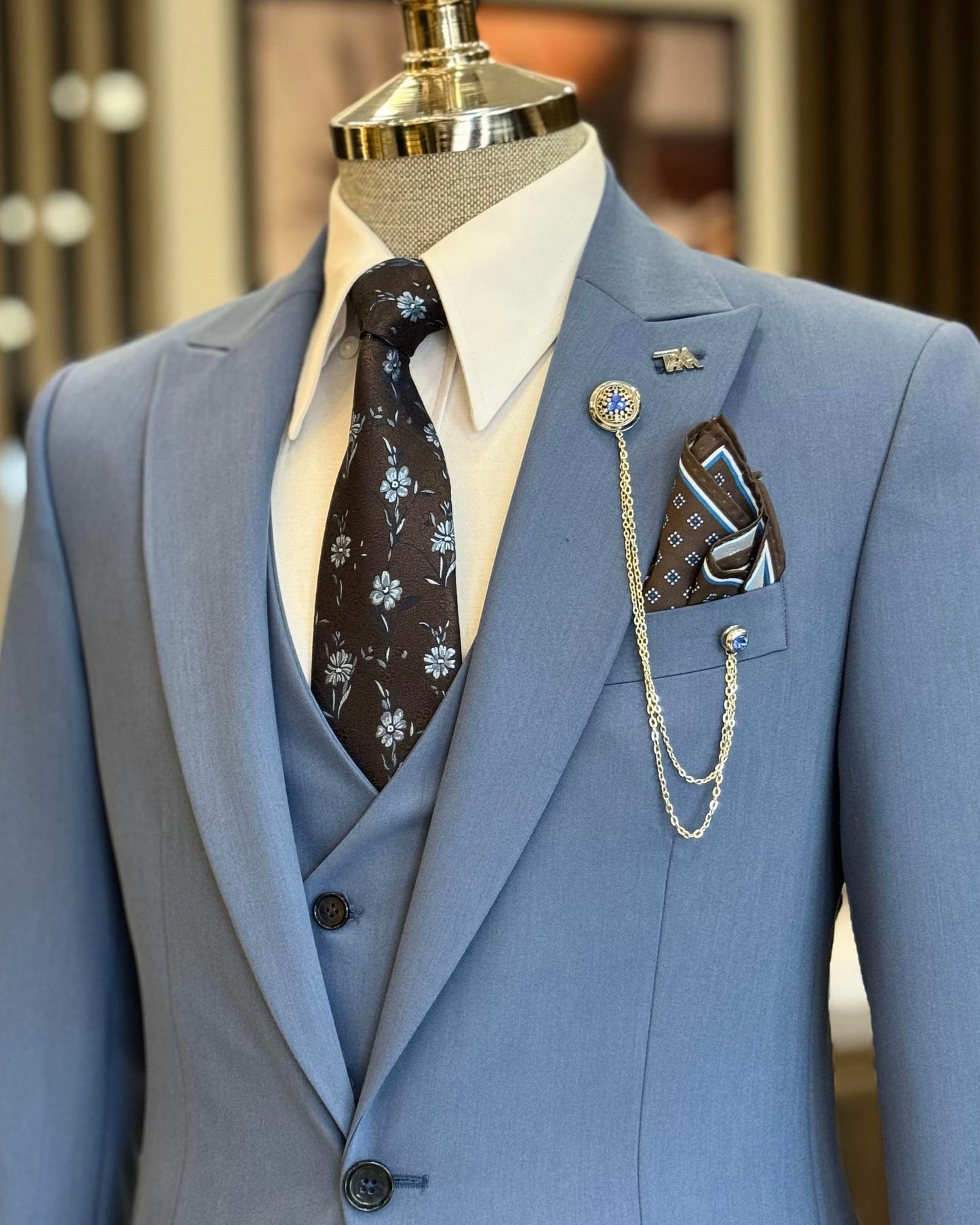 Madison Petrol Solid Slim Fit Suit