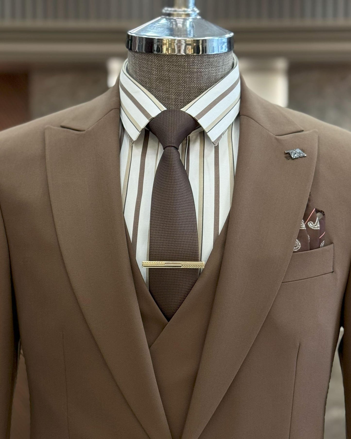 Edison Brown Solid Slim Fit Suit