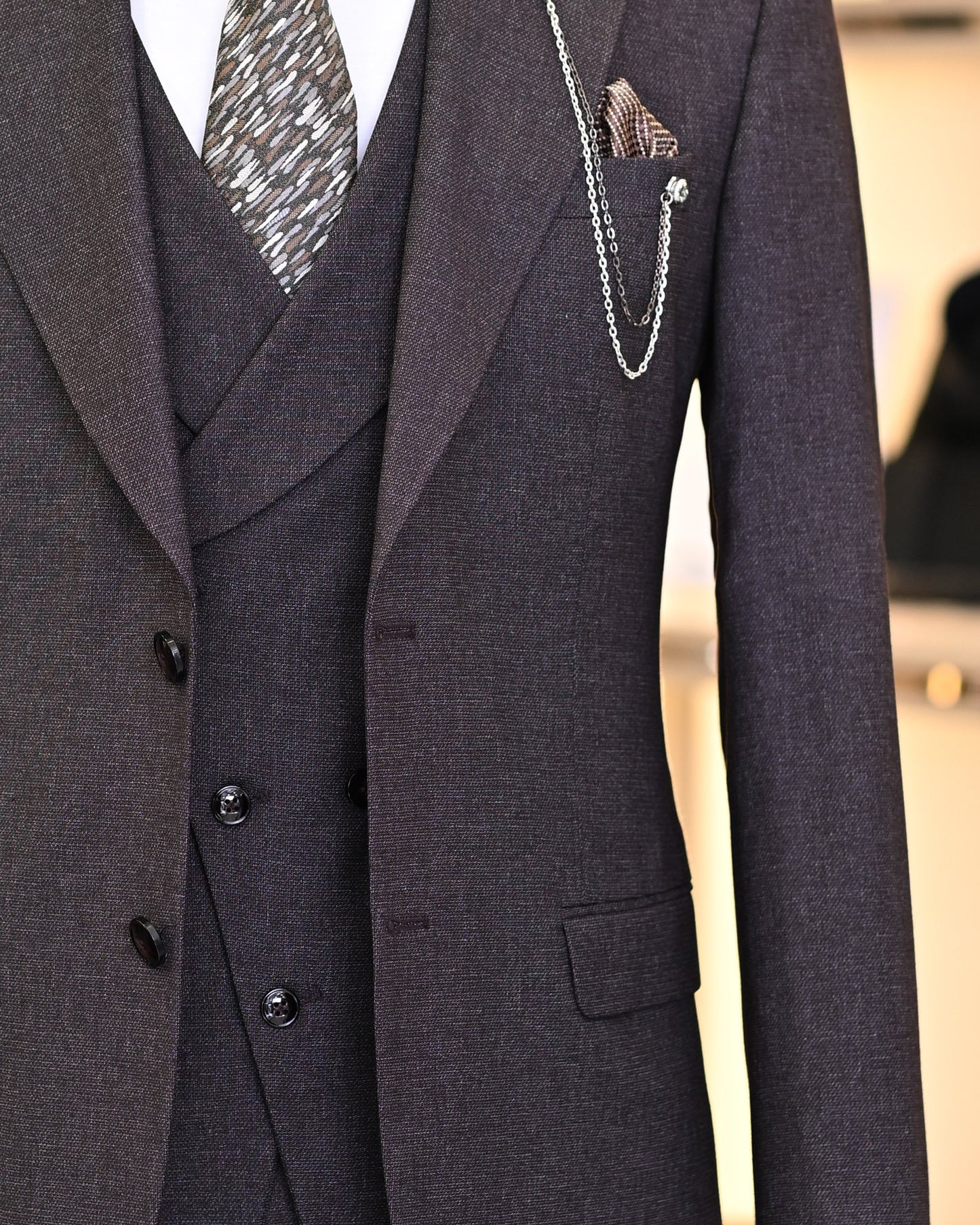 Grayson Merlot Houndstooth Slim Fit Suit