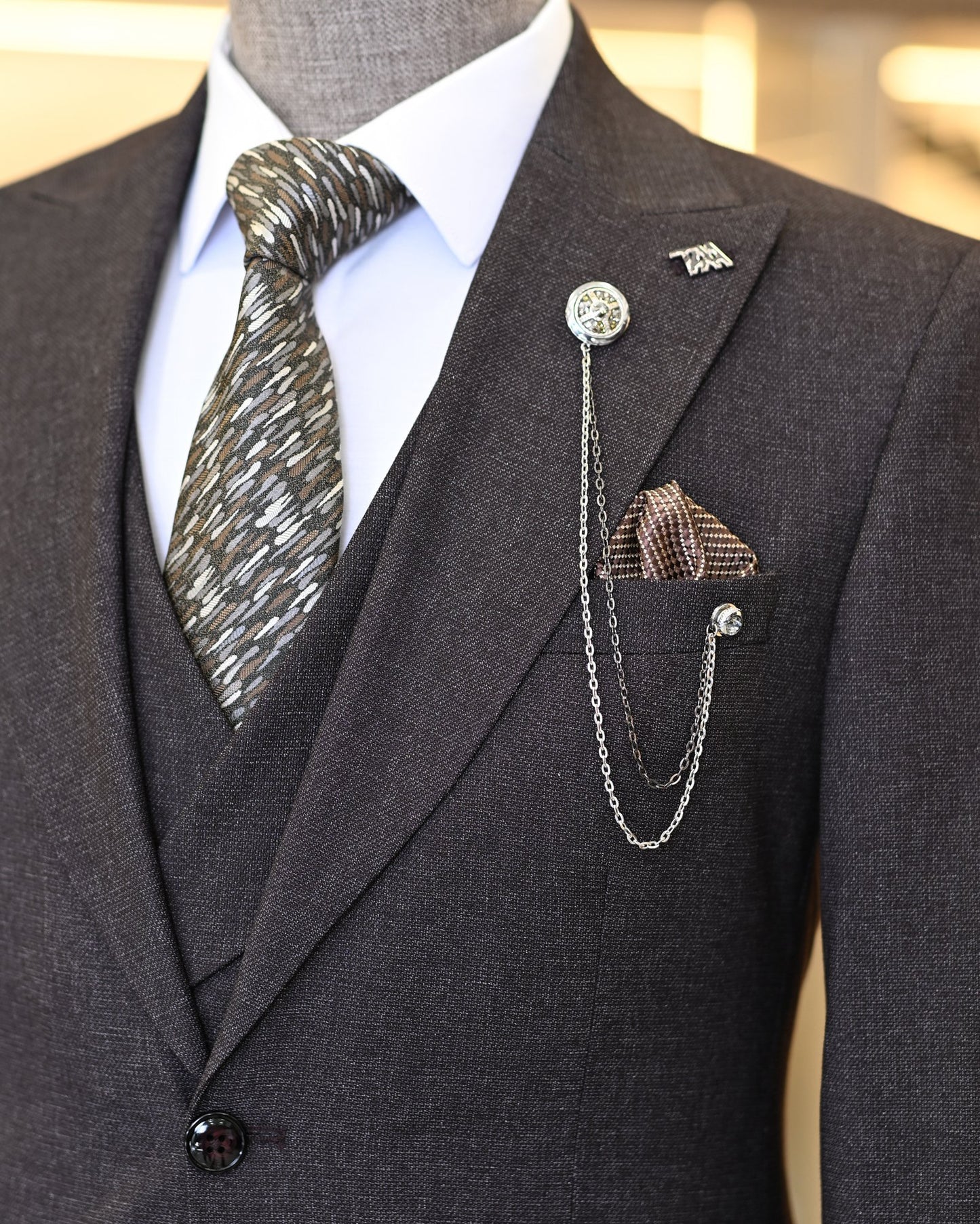 Grayson Merlot Houndstooth Slim Fit Suit