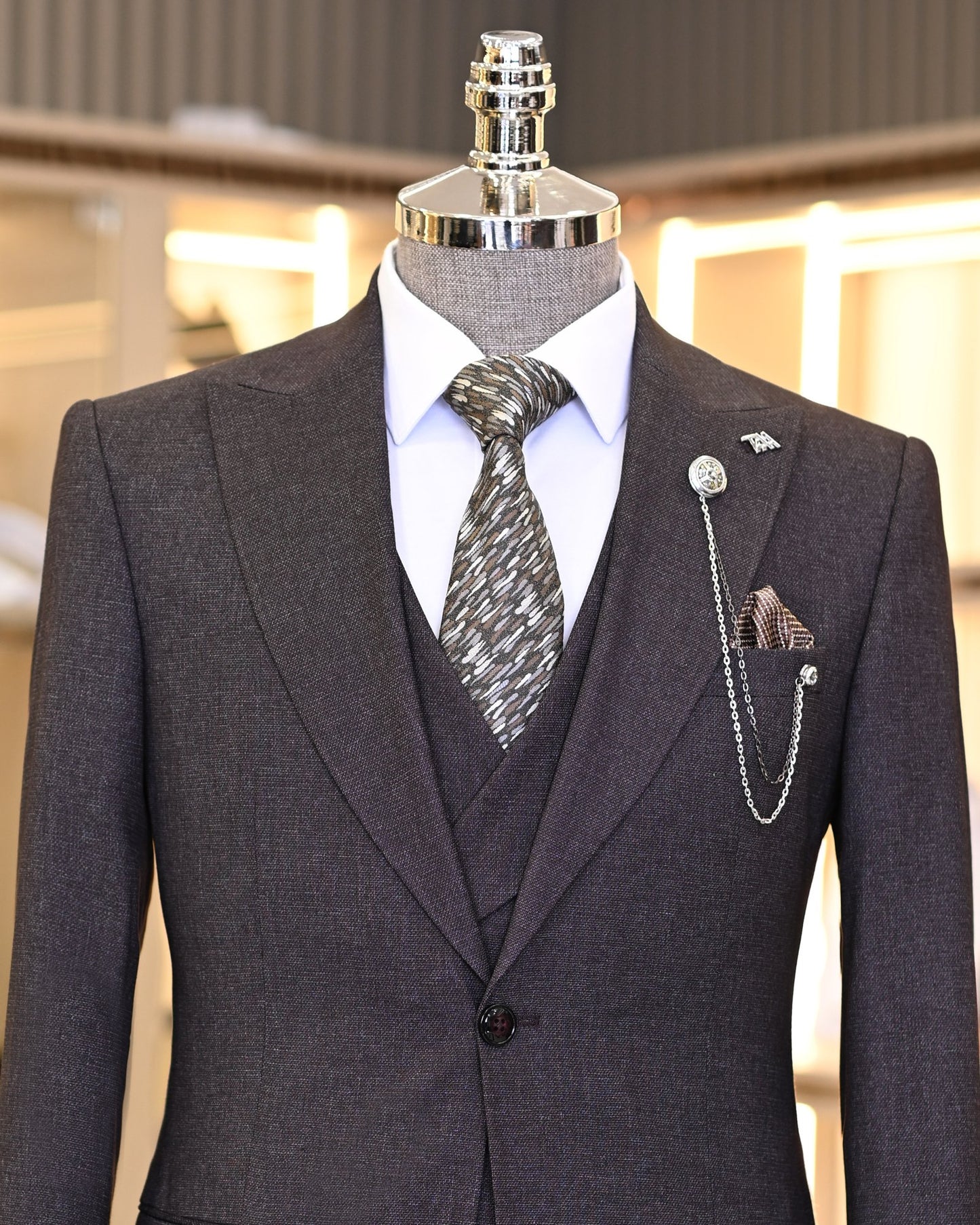 Grayson Merlot Houndstooth Slim Fit Suit