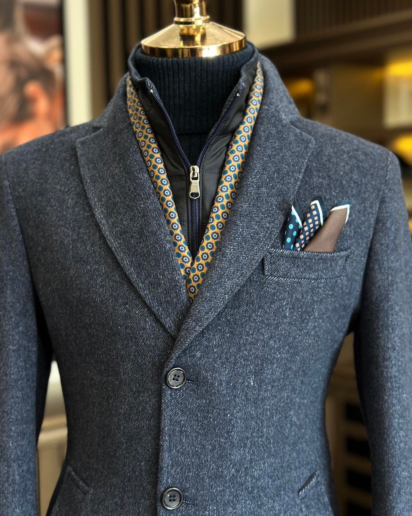 Wool-Blend Herringbone Overcoat