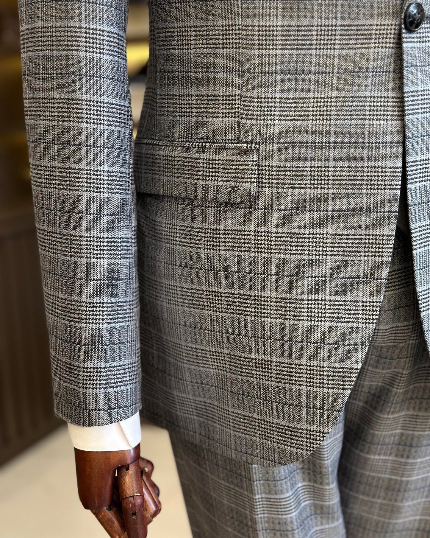 Lysander Gray Plaid Slim Fit Suit