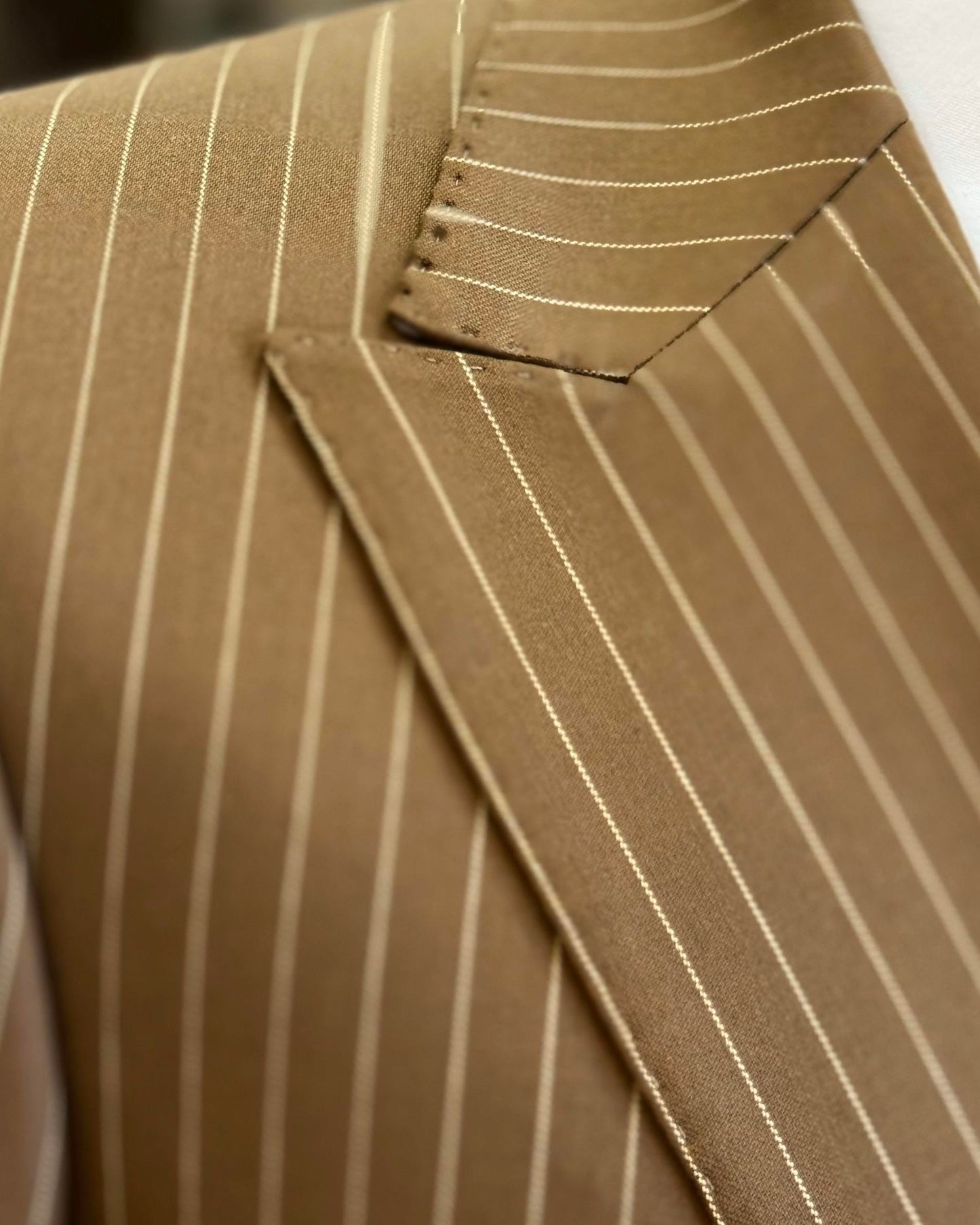 Yardley Brown Striped Double-Breasted Suit