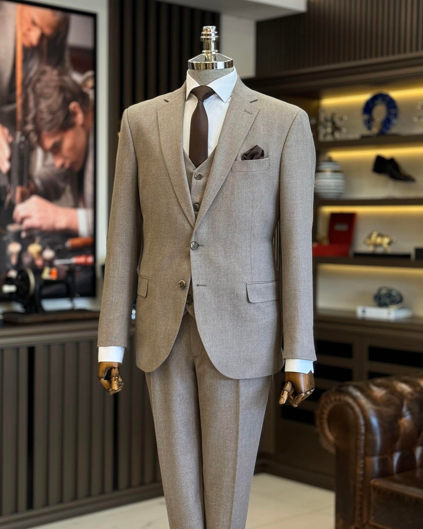 Oberon Mink Solid Slim Fit Suit