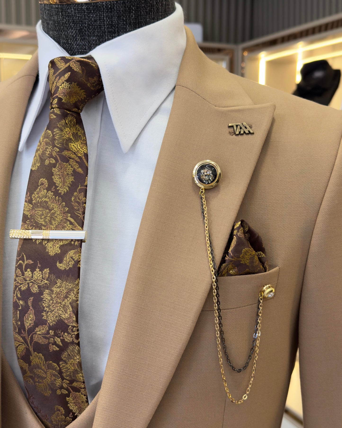 Orson Camel Solid Slim Fit Suit