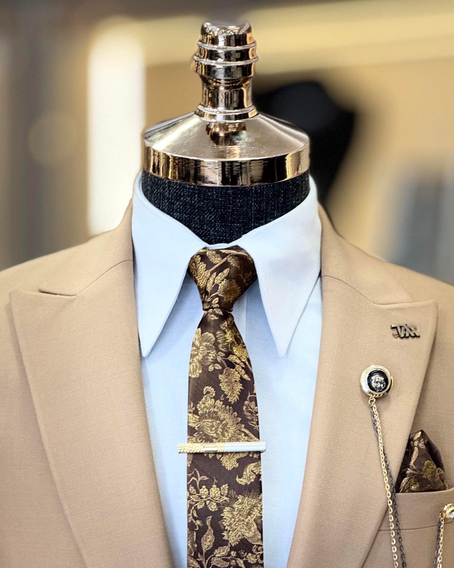 Orson Camel Solid Slim Fit Suit