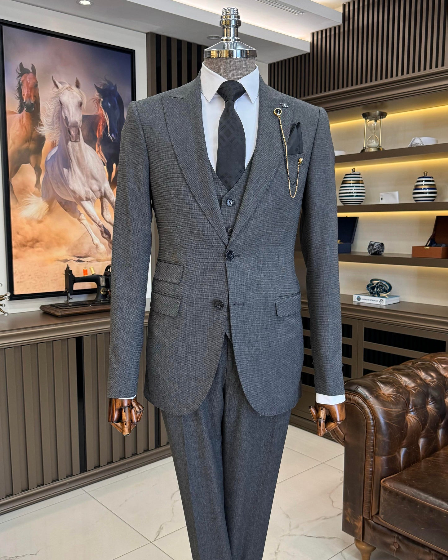 Julius Gray Nailhead Slim Fit Suit