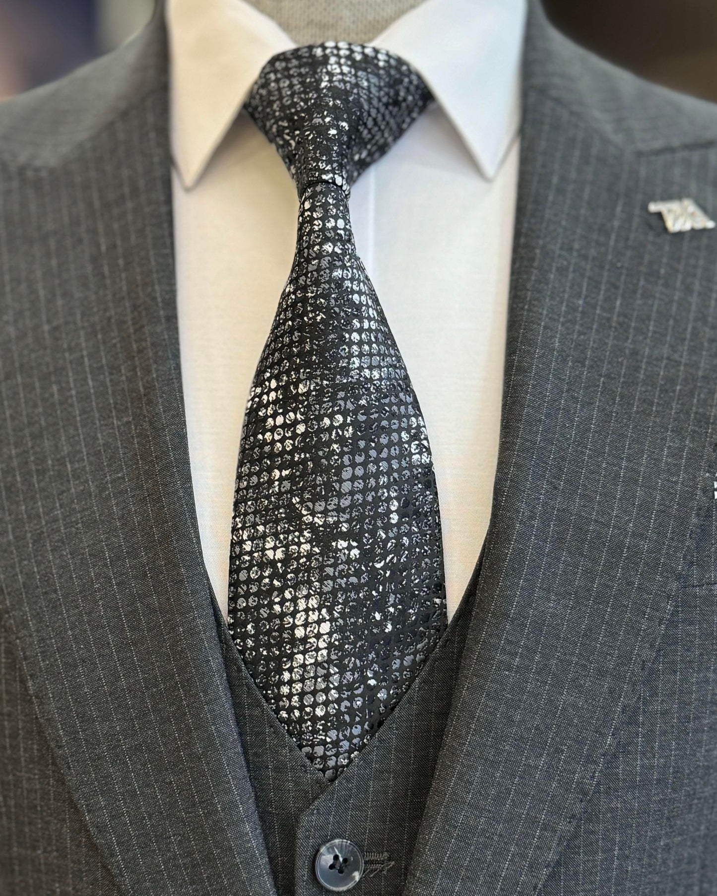 Llewellyn Gray Striped Slim Fit Suit