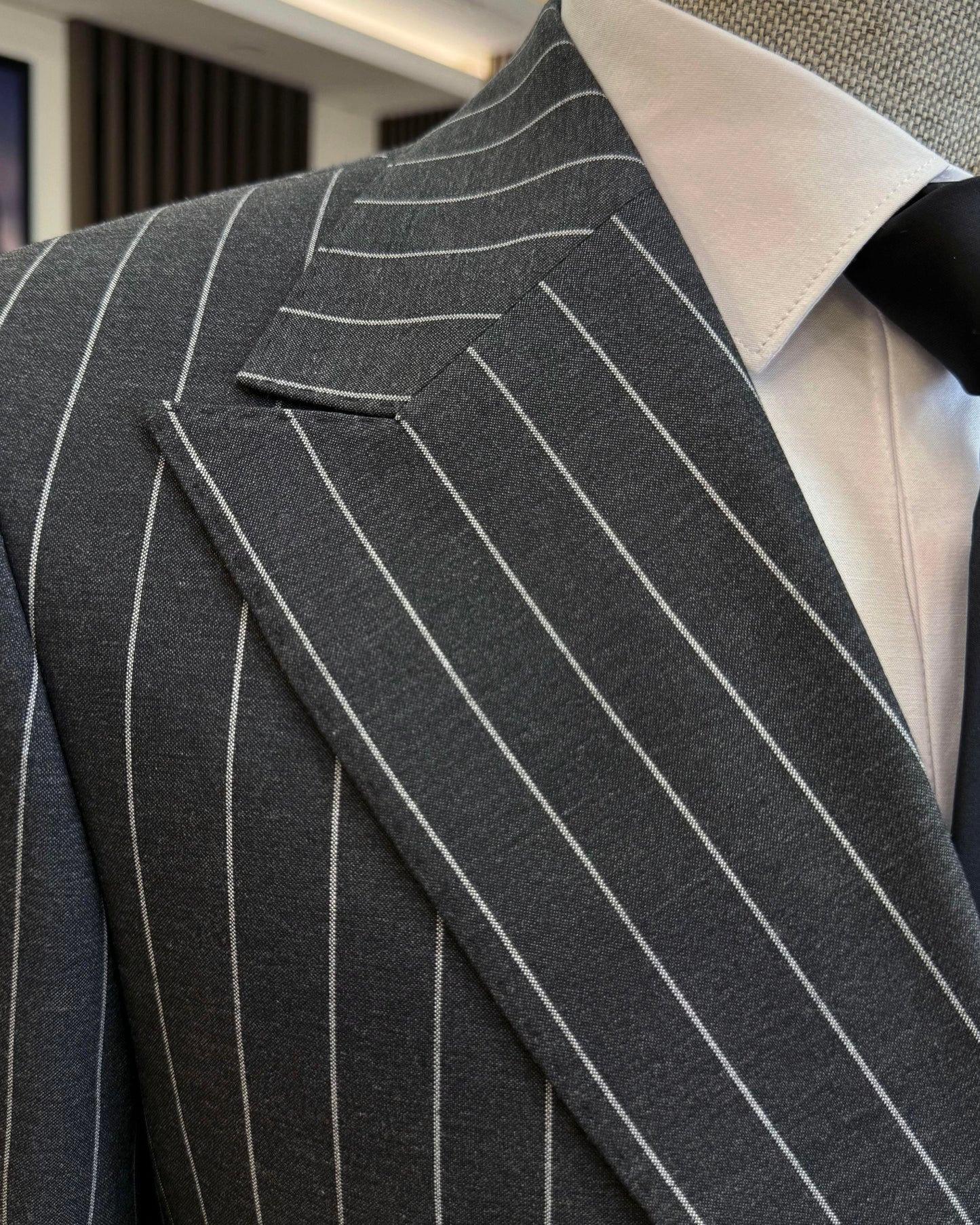 Zephyrus Gray Striped Double-Breasted Suit