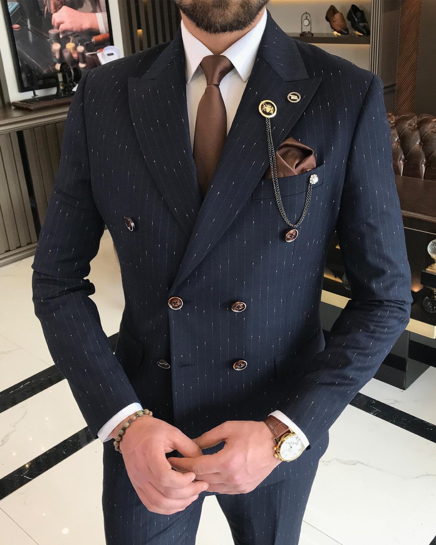 Kasimir Blue Striped Double-Breasted Suit