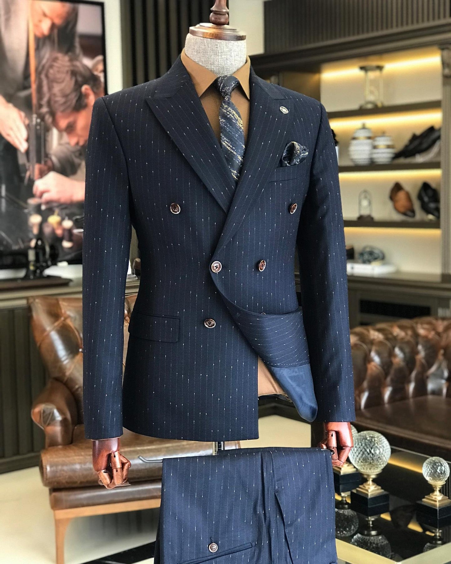 Kasimir Blue Striped Double-Breasted Suit