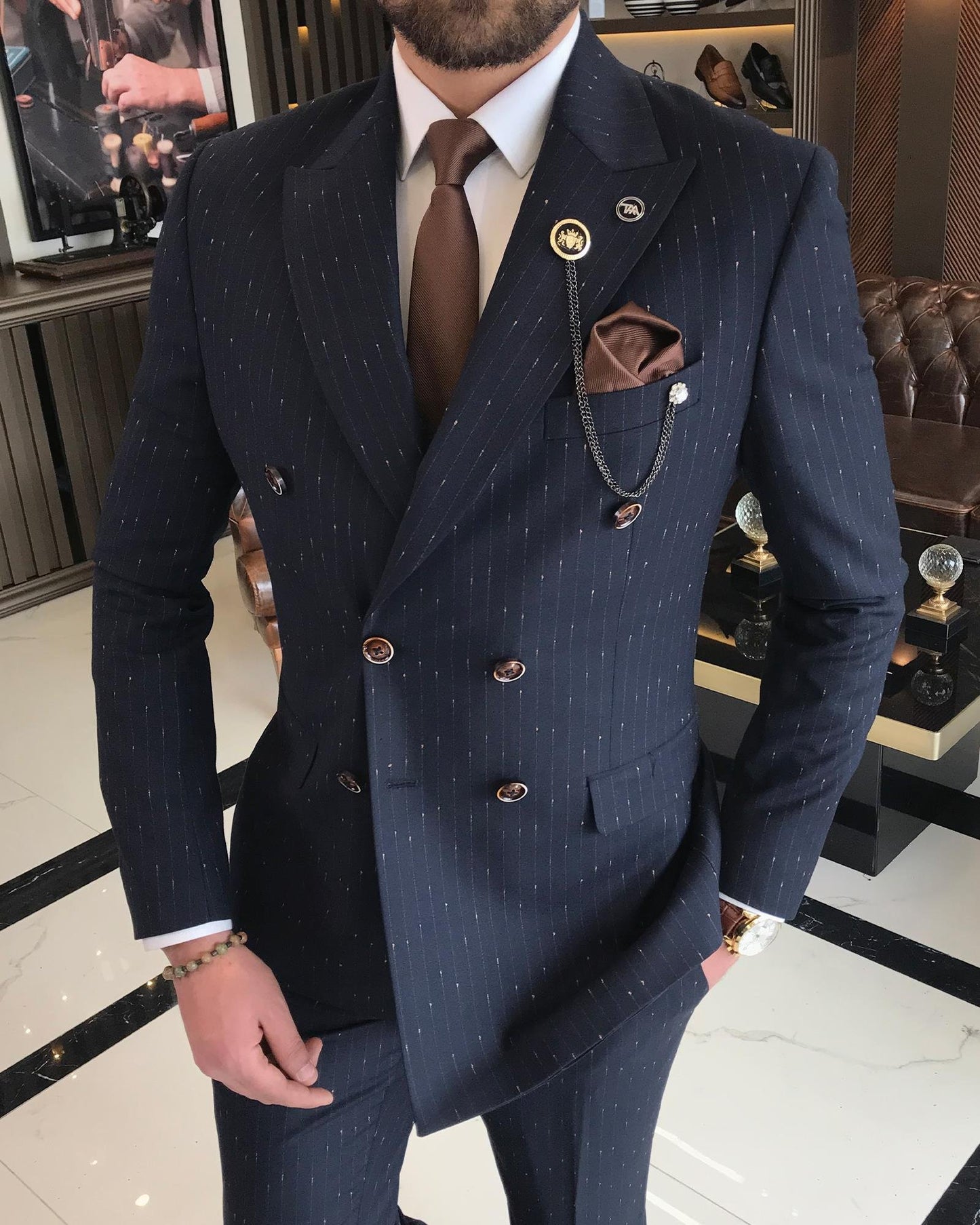Kasimir Blue Striped Double-Breasted Suit