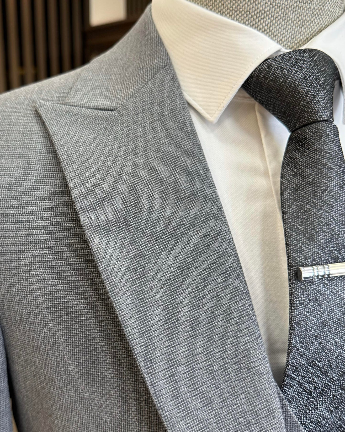 Parker Gray Solid Slim Fit Suit