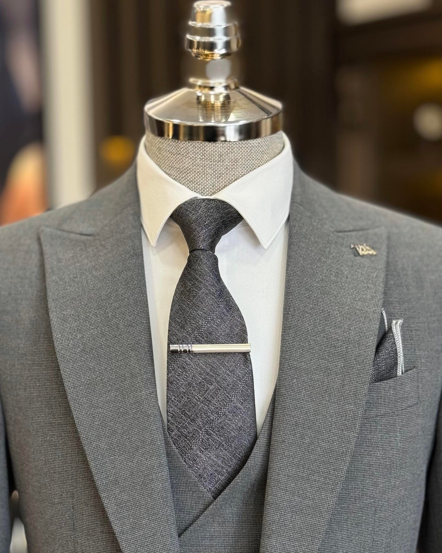 Parker Gray Solid Slim Fit Suit
