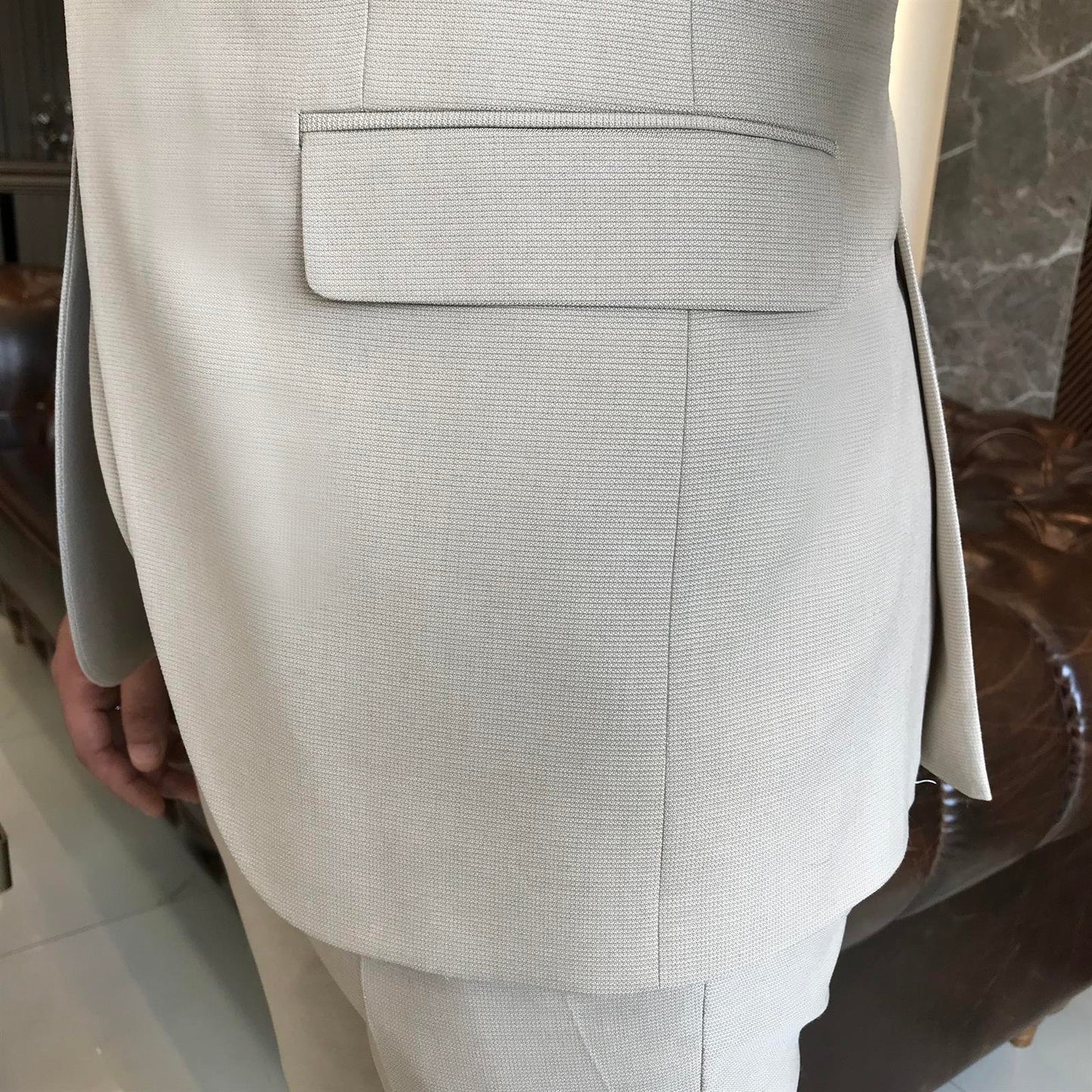 Kensington Beige Solid Slim Fit Suit