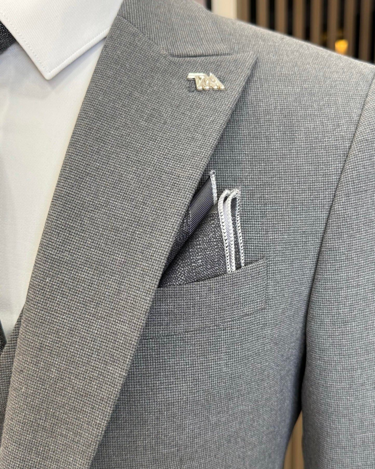 Parker Gray Solid Slim Fit Suit