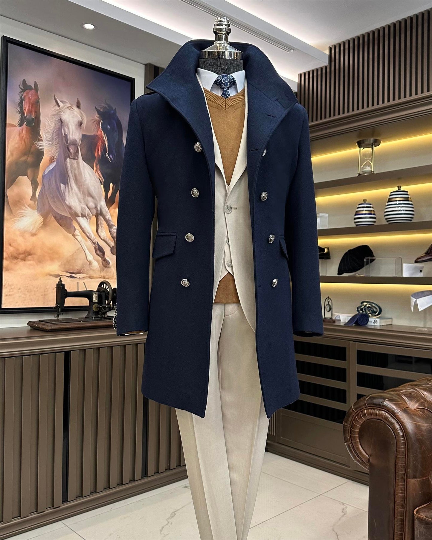 Abbott Wool Blend Double Breasted Overcoat