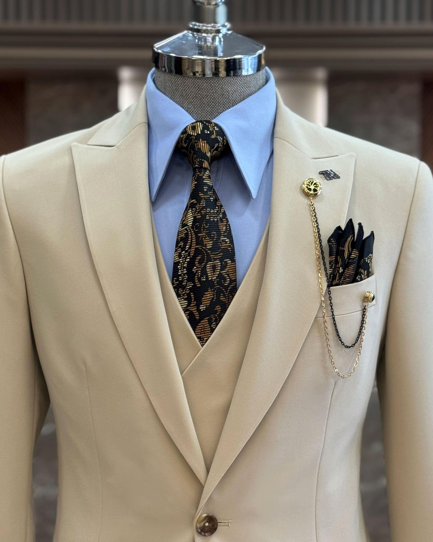 Jackson Beige Solid Slim Fit Suit