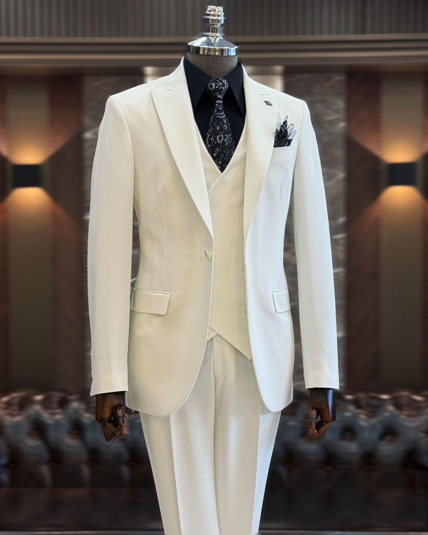 Mason Ecru Solid Slim Fit Suit