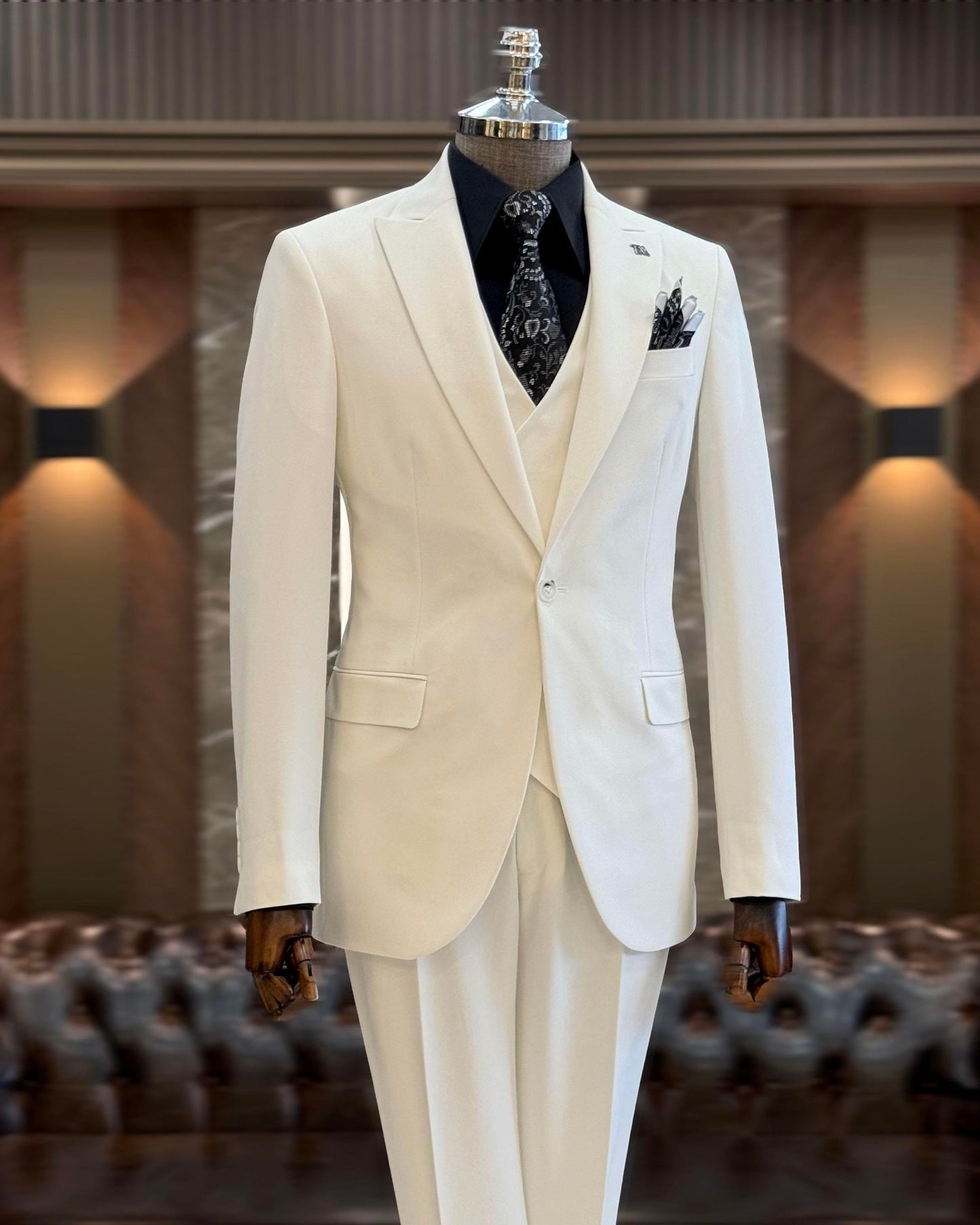 Mason Ecru Solid Slim Fit Suit