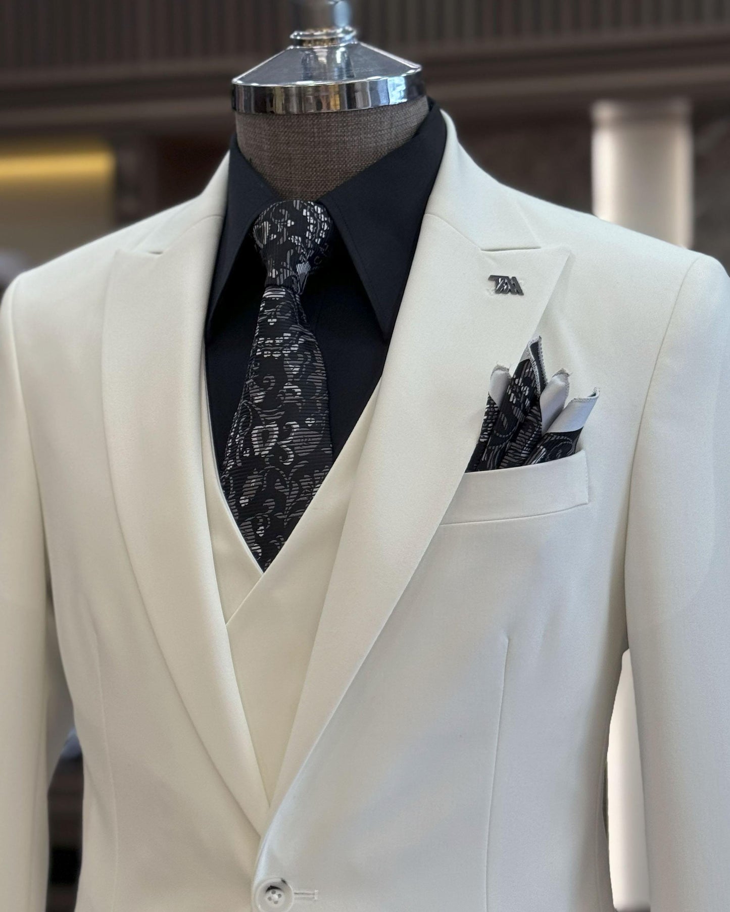 Mason Ecru Solid Slim Fit Suit