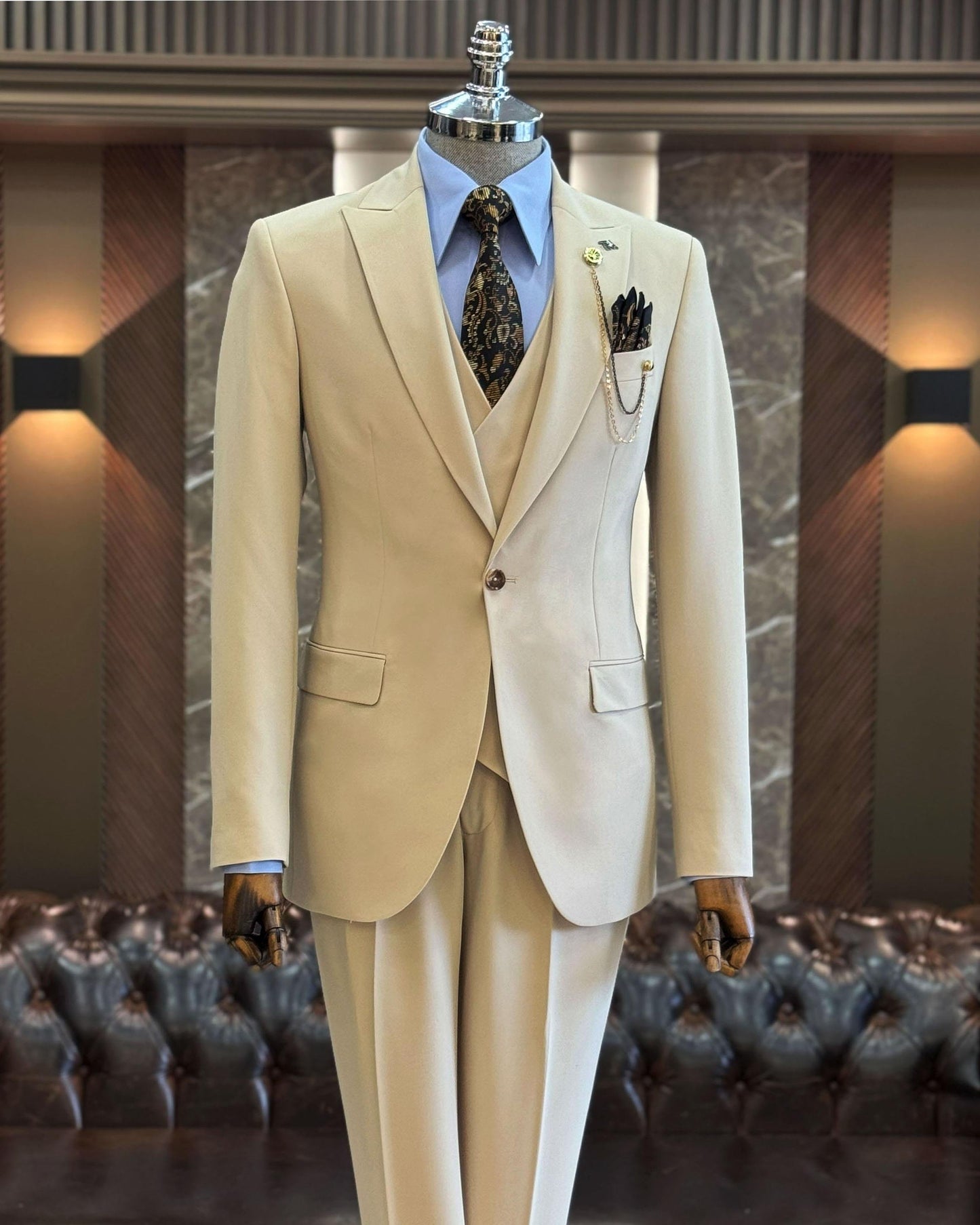 Jackson Beige Solid Slim Fit Suit