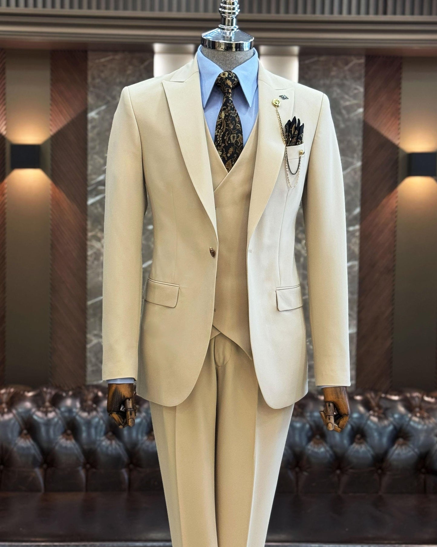 Jackson Beige Solid Slim Fit Suit