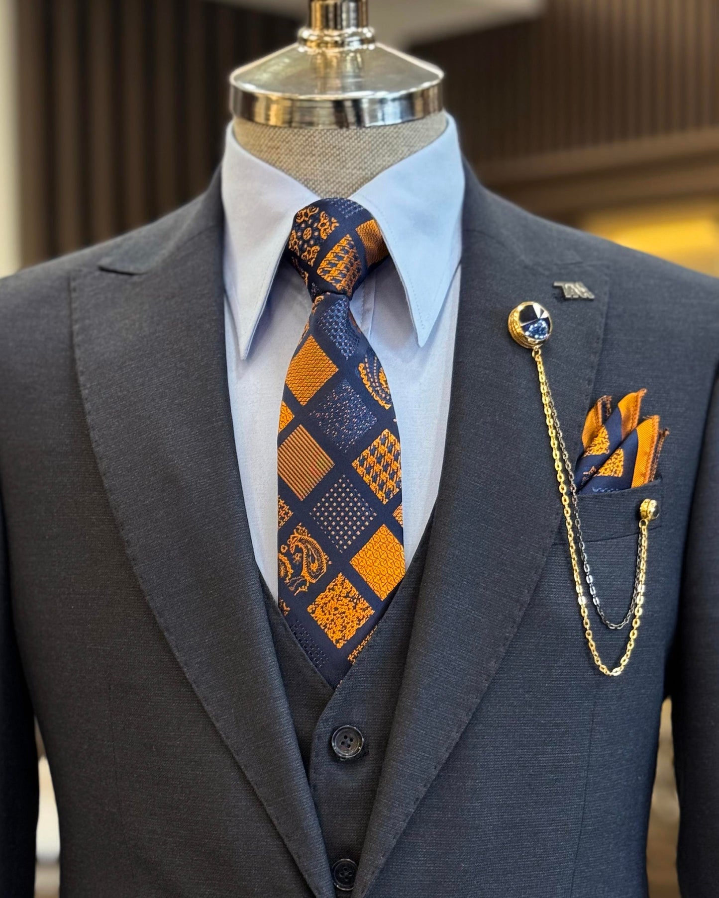 Maxwell Navy Blue Solid Slim Fit Suit