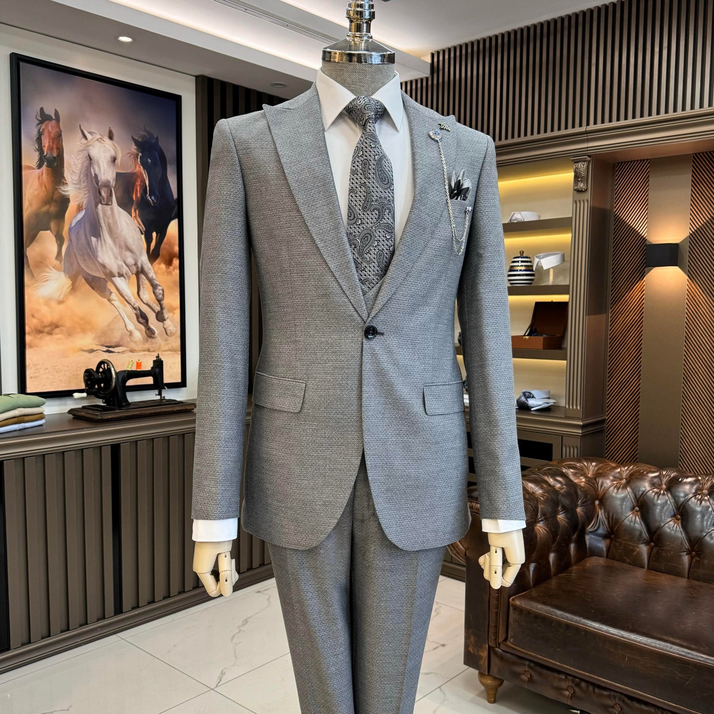 Knox Gray Solid Slim Fit Suit