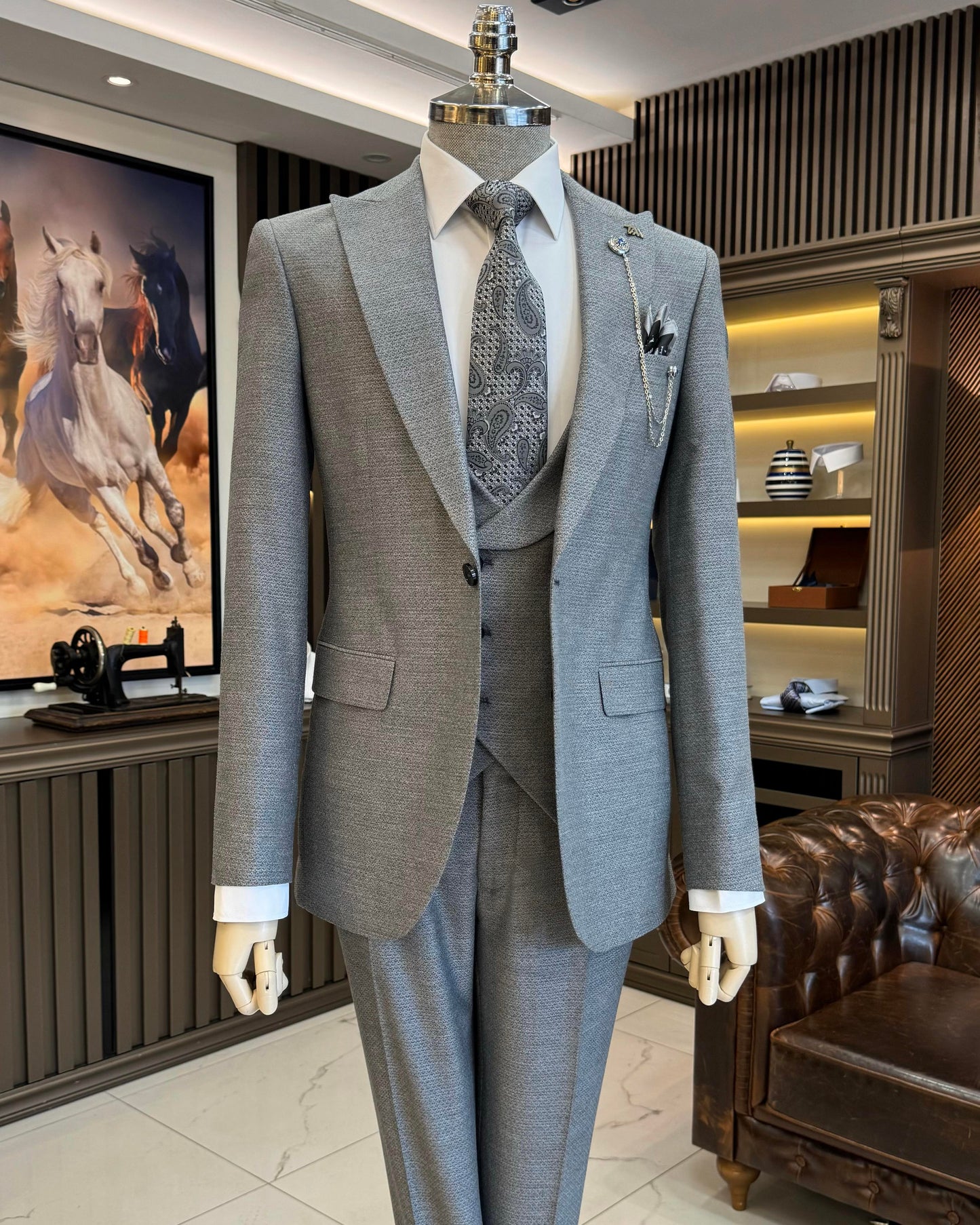 Knox Gray Solid Slim Fit Suit