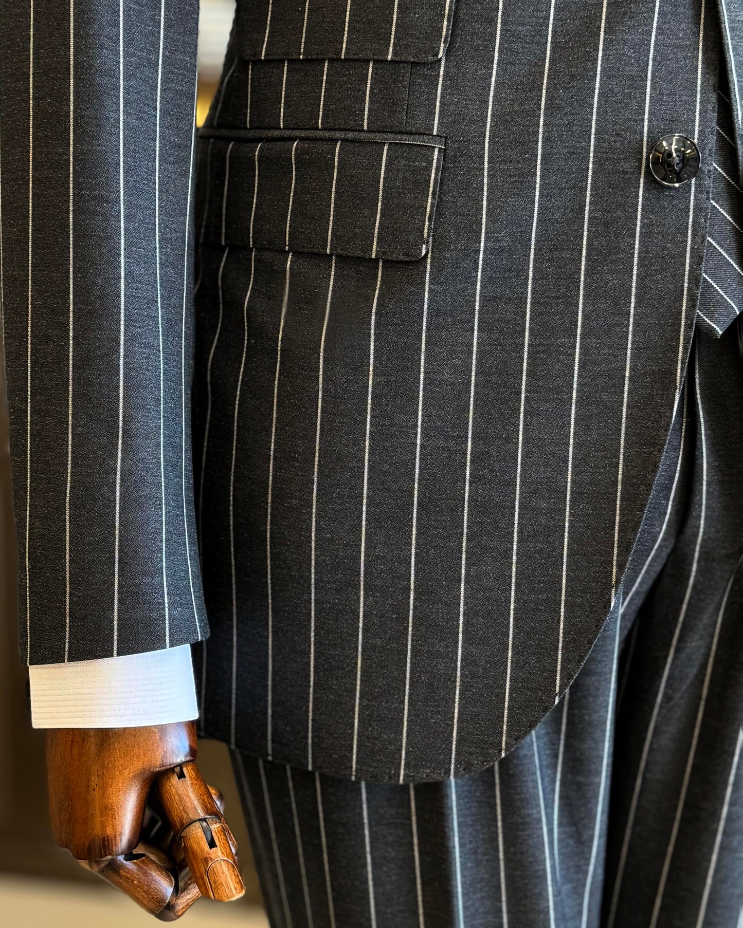 Norbert Anthracite Striped Slim Fit Suit