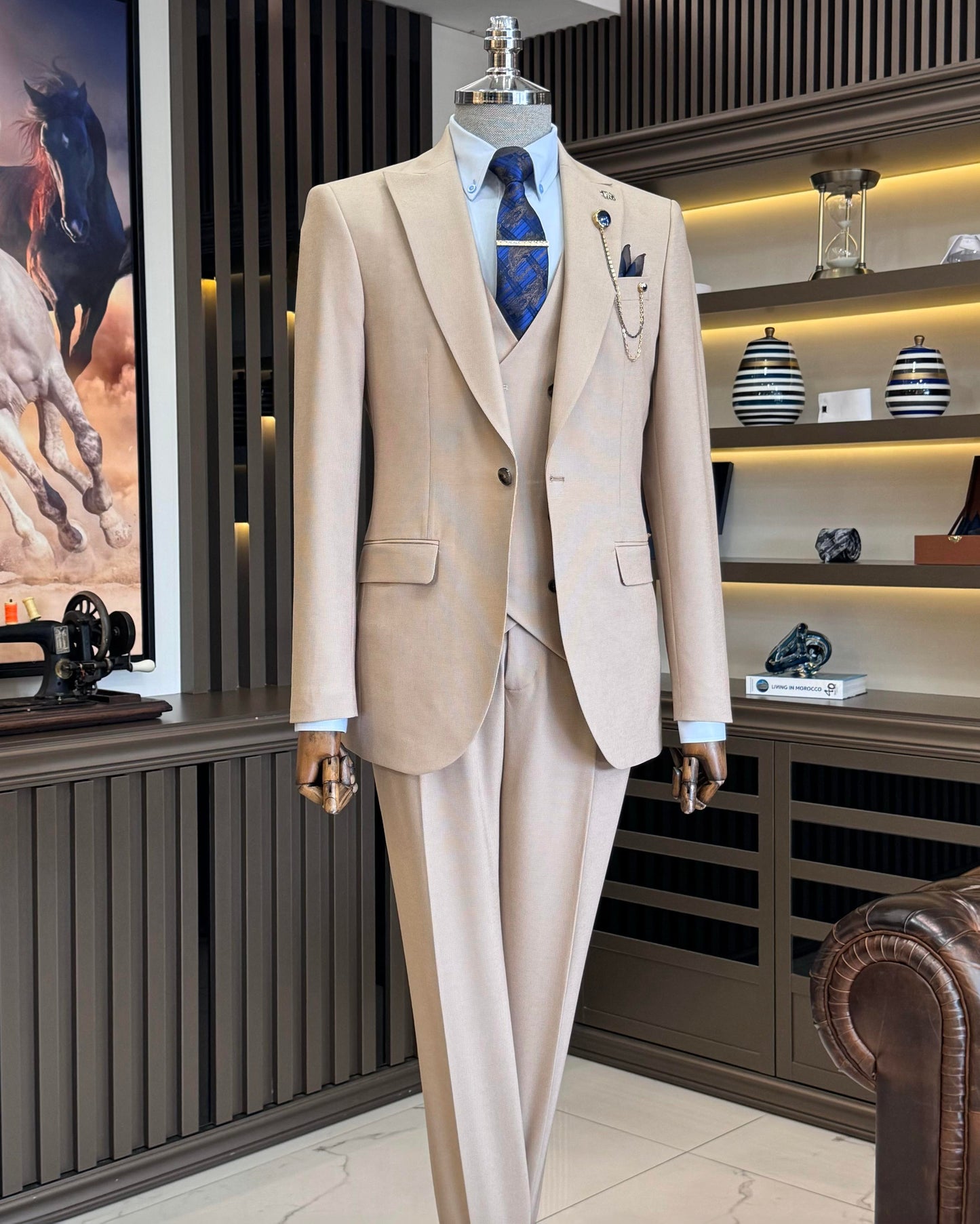 Kendrick Camel Solid Slim Fit Suit