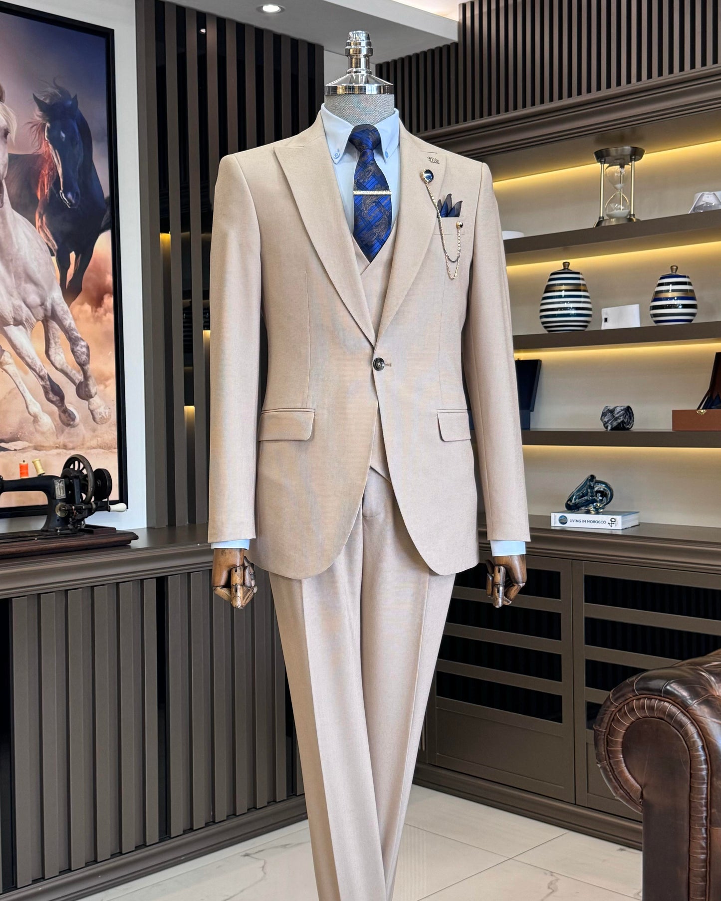 Kendrick Camel Solid Slim Fit Suit
